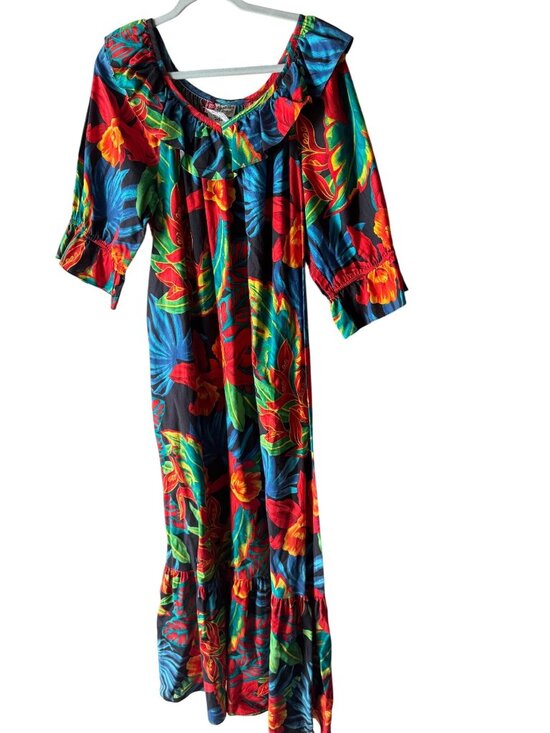 Hilo Hattie Hawaiian Original Dresses & Skirts - Hilo Hattie Hawaiian Original Womens Floral Maxi Dress Size L Multicolor Cotton